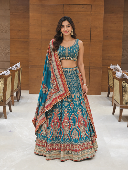 Sequinze India Bridal Lehenga Blue